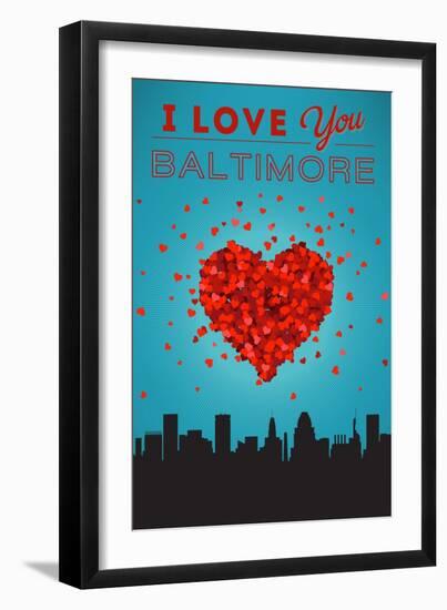 I Love You Baltimore, Maryland-Lantern Press-Framed Art Print