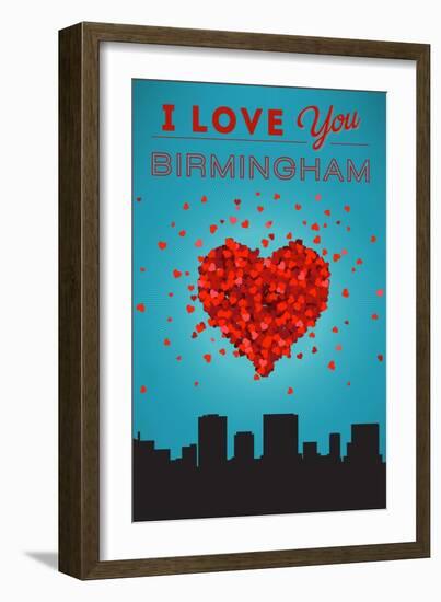 I Love You Birmingham, Alabama-Lantern Press-Framed Art Print