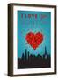 I Love You Boston, Massachusetts-Lantern Press-Framed Art Print