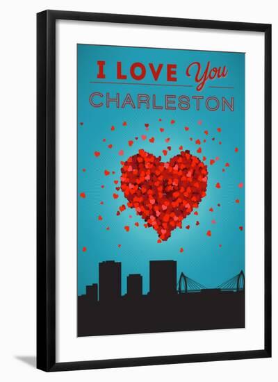 I Love You Charleston, South Carolina-Lantern Press-Framed Art Print