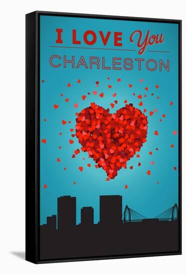I Love You Charleston, South Carolina-Lantern Press-Framed Stretched Canvas