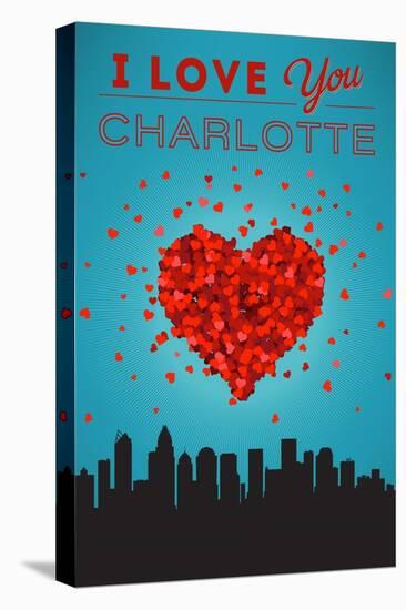 I Love You Charlotte, North Carolina-Lantern Press-Stretched Canvas