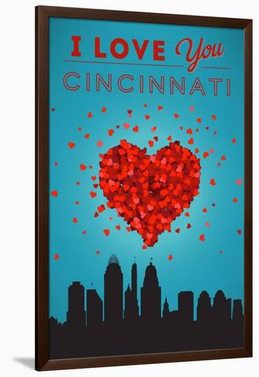 I Love You Cincinnati, Ohio-Lantern Press-Framed Art Print