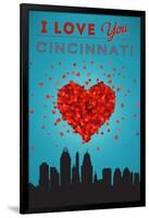 I Love You Cincinnati, Ohio-Lantern Press-Framed Art Print