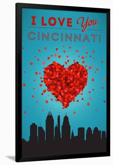 I Love You Cincinnati, Ohio-Lantern Press-Framed Art Print