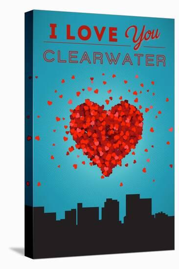 I Love You Clearwater, Florida-Lantern Press-Stretched Canvas