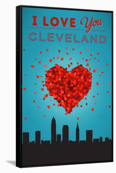 I Love You Cleveland, Ohio-Lantern Press-Framed Stretched Canvas