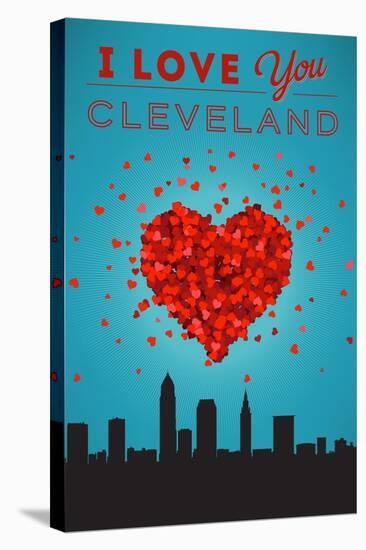 I Love You Cleveland, Ohio-Lantern Press-Stretched Canvas