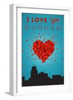 I Love You Durham, North Carolina-Lantern Press-Framed Art Print