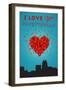 I Love You Fayetteville, North Carolina-Lantern Press-Framed Art Print