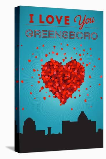 I Love You Greensboro, North Carolina-Lantern Press-Stretched Canvas