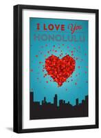 I Love You Honolulu, Hawaii-Lantern Press-Framed Art Print