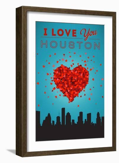I Love You Houston, Texas-Lantern Press-Framed Art Print