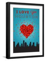 I Love You Houston, Texas-Lantern Press-Framed Art Print