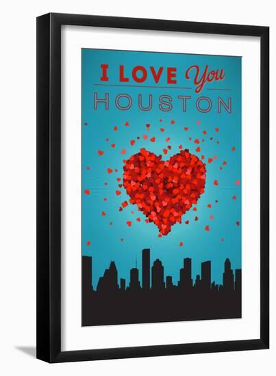 I Love You Houston, Texas-Lantern Press-Framed Art Print