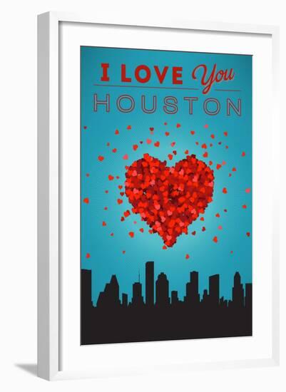 I Love You Houston, Texas-Lantern Press-Framed Art Print