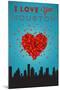 I Love You Houston, Texas-Lantern Press-Mounted Art Print