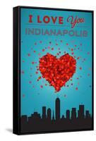 I Love You Indianapolis, Indiana-Lantern Press-Framed Stretched Canvas