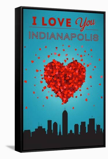 I Love You Indianapolis, Indiana-Lantern Press-Framed Stretched Canvas