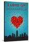 I Love You Indianapolis, Indiana-Lantern Press-Stretched Canvas