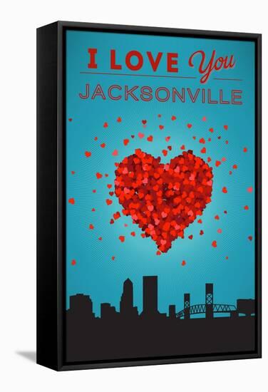 I Love You Jacksonville, Florida-Lantern Press-Framed Stretched Canvas