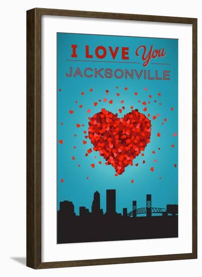 I Love You Jacksonville, Florida-Lantern Press-Framed Art Print