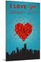 I Love You Jersey City, New Jersey-Lantern Press-Mounted Art Print