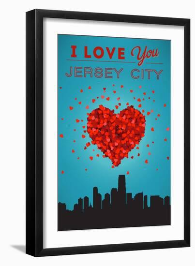 I Love You Jersey City, New Jersey-Lantern Press-Framed Art Print