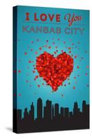 I Love You Kansas City, Kansas-Lantern Press-Stretched Canvas