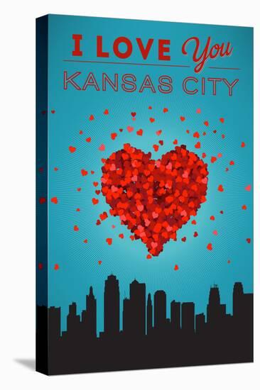 I Love You Kansas City, Kansas-Lantern Press-Stretched Canvas