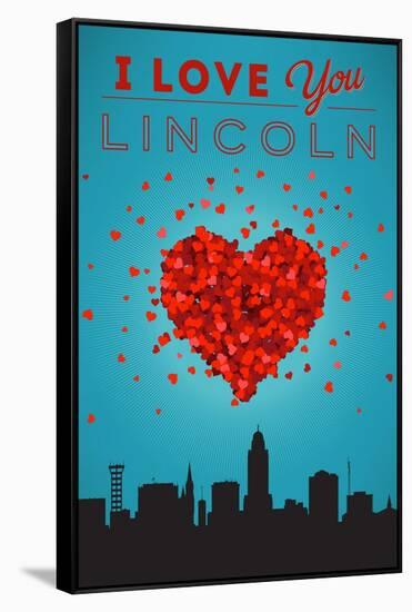 I Love You Lincoln, Nebraska-Lantern Press-Framed Stretched Canvas