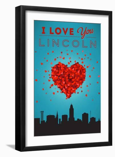 I Love You Lincoln, Nebraska-Lantern Press-Framed Art Print