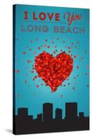 I Love You Long Beach, California-Lantern Press-Stretched Canvas