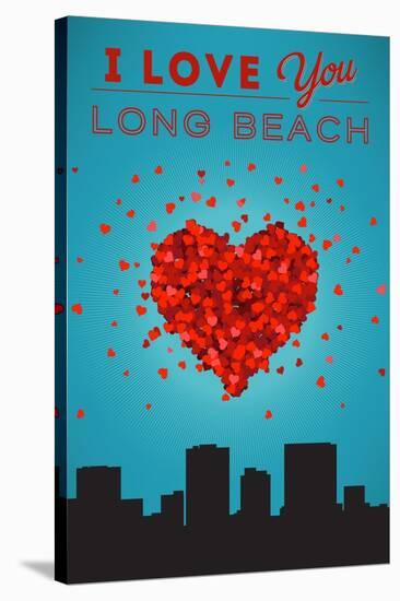 I Love You Long Beach, California-Lantern Press-Stretched Canvas