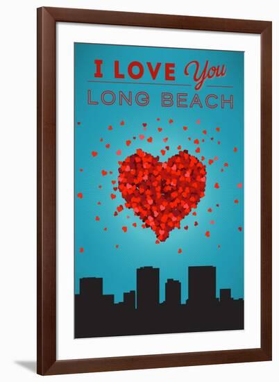 I Love You Long Beach, California-Lantern Press-Framed Art Print