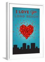 I Love You Long Beach, California-Lantern Press-Framed Art Print