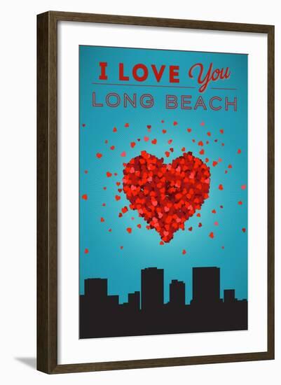 I Love You Long Beach, California-Lantern Press-Framed Art Print