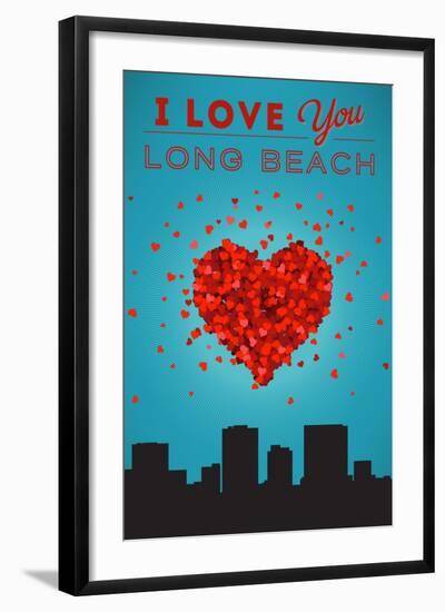 I Love You Long Beach, California-Lantern Press-Framed Art Print