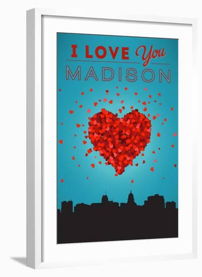 I Love You Madison, Wisconsin-Lantern Press-Framed Art Print