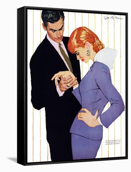 I Love You, Mama Girl - Saturday Evening Post "Men at the Top", March 31, 1956 pg.25-Joe deMers-Framed Stretched Canvas