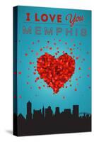 I Love You Memphis, Tennessee-Lantern Press-Stretched Canvas