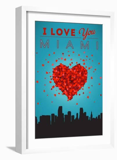 I Love You Miami, Florida-Lantern Press-Framed Art Print