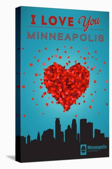 I Love You Minneapolis, Minnesota-Lantern Press-Stretched Canvas