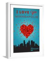 I Love You Minneapolis, Minnesota-Lantern Press-Framed Art Print