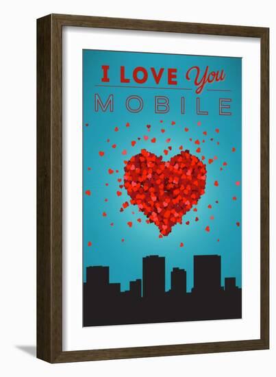 I Love You Mobile, Alabama-Lantern Press-Framed Art Print