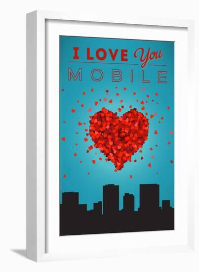 I Love You Mobile, Alabama-Lantern Press-Framed Art Print