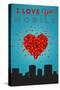 I Love You Mobile, Alabama-Lantern Press-Stretched Canvas