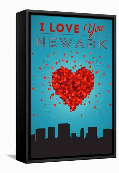 I Love You Newark, New Jersey-Lantern Press-Framed Stretched Canvas