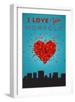 I Love You Norfolk, Virginia-Lantern Press-Framed Art Print