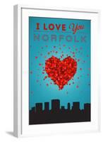 I Love You Norfolk, Virginia-Lantern Press-Framed Art Print